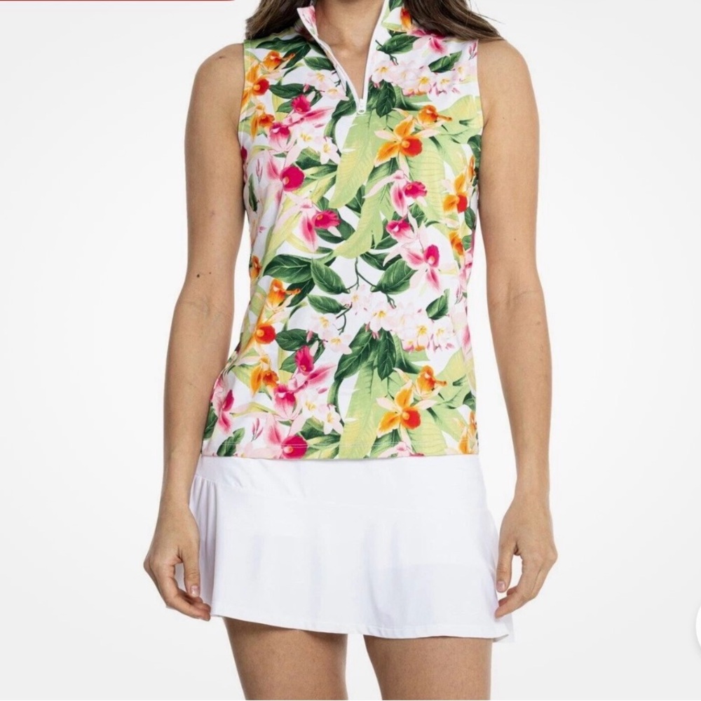 Tommy Bahama Top Womens size XS Floral Shirt 1/4 Zip